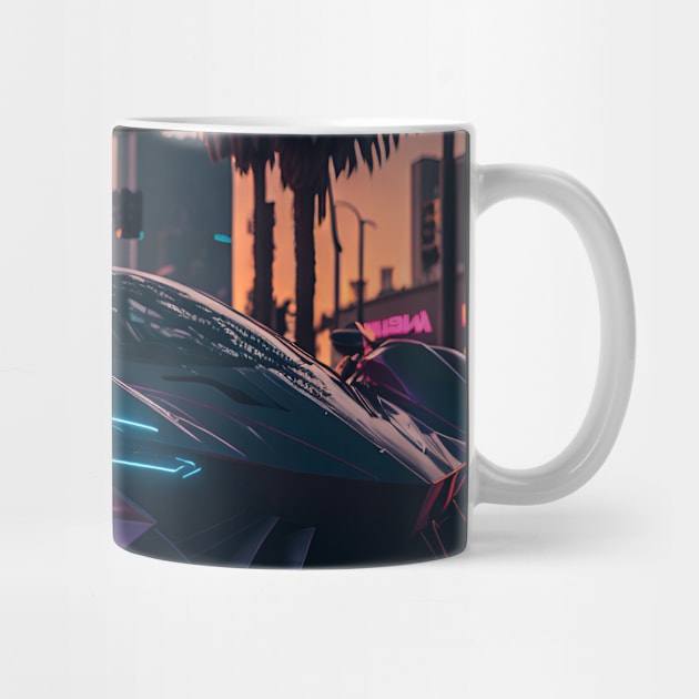 Dark Neon Sports Car in Beach Neon City by star trek fanart and more